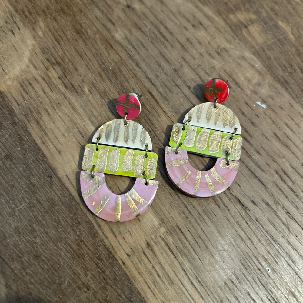 Hand painted Wooden Earrings